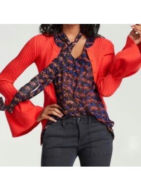 CABI Trumpet Cardi, Hibiscus Red, Spring 2018 Collection, style #5285, XL EUC